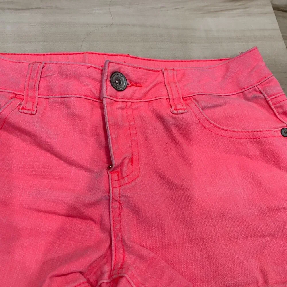 Justice Neon Pink Denim Shorts Girls Size 12R Stretch Summer